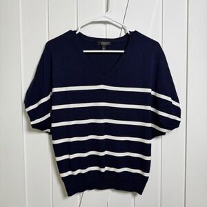 Liverpool los angeles navy and white striped dolman V-neck sweater Small Preppy